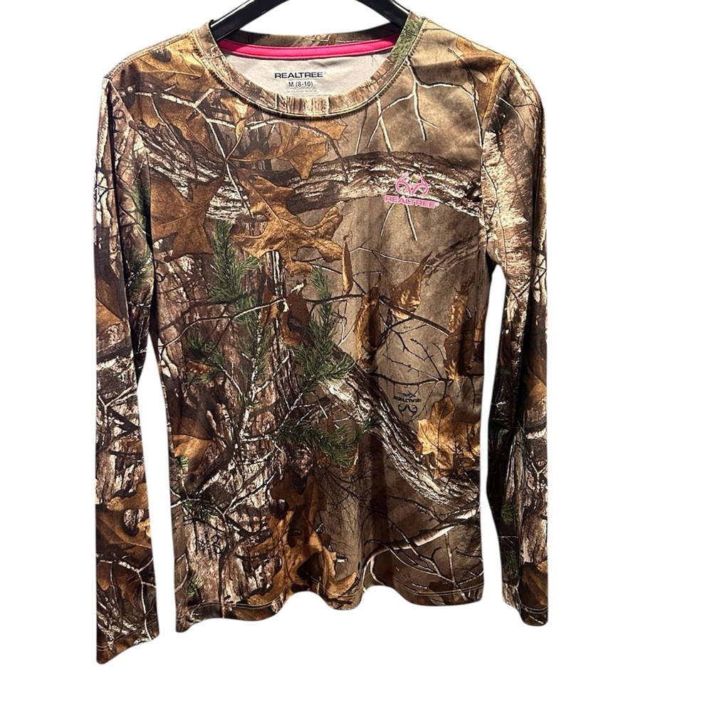 Realtree Camo Shirt Womens Size M Long Sleeve Camouflage Outdoors Hunting